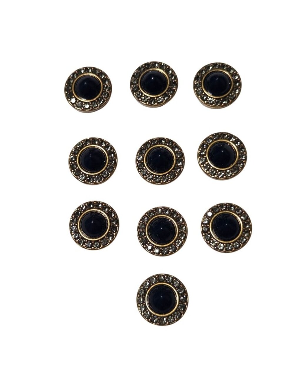 J Crew Set Of 10 Vintage Black Stone Gold Tone Charm Pendants Bracelet Necklace